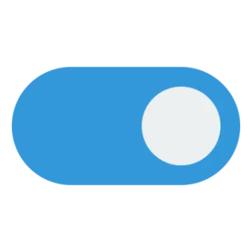 a blue button with a white circle on it