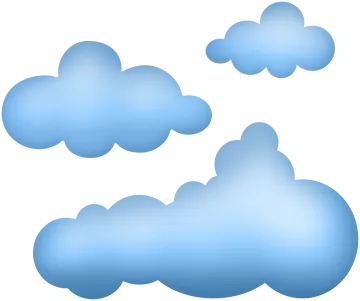 three blue clouds on a white background