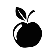 a black and white apple icon