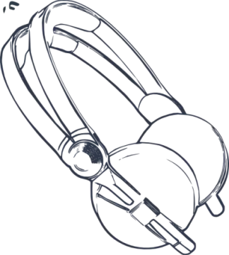 a drawing of a headphone