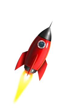 a red rocket flying through the air