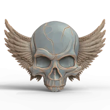 an image of a skull with wings on it