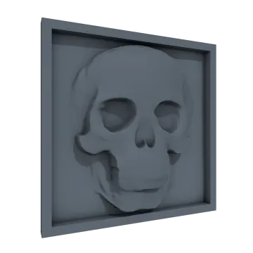 a 3d image of a skull in a shadow box