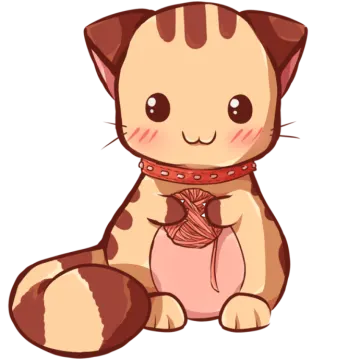 a brown and white cat sitting on the ground