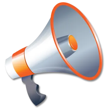 an orange and white megaphone on a white background