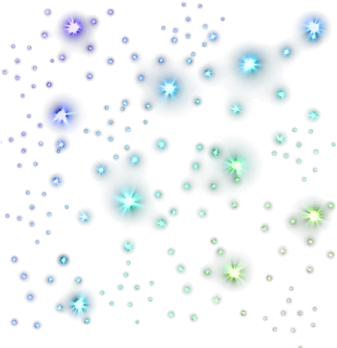 a white background with blue and green stars