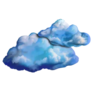 two blue clouds on a white background