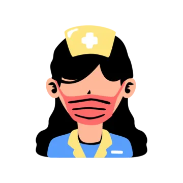 an illustration of a woman with a face mask on