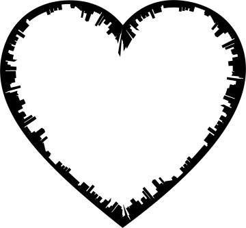 a black and white silhouette of a heart