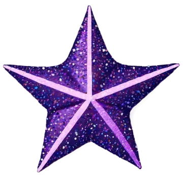 a purple glitter star on a white background