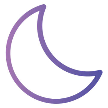 a purple crescent with a white background