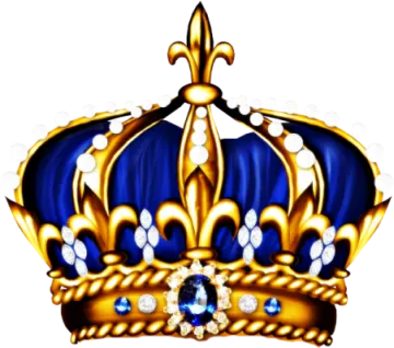 a gold crown with blue and white jewels