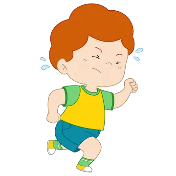 a boy running with his head in the air