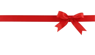 a red ribbon with a bow on it