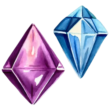 a watercolor painting of two gems