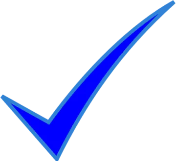 a blue check mark on a white background