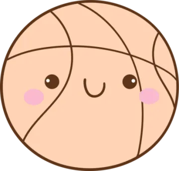 a cartoon face with pink cheeks and brown hair