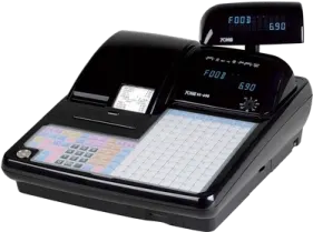 a calculator with a clock on top