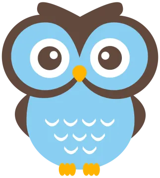 a blue and brown owl with big eyes