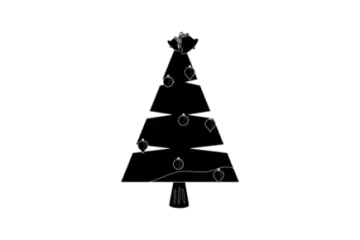 a black and white image of a christmas tree