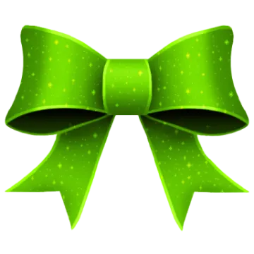 a green bow with stars on it