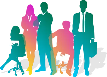a group of people standing in a line