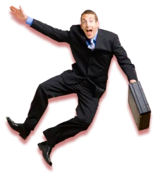 a man in a suit and tie is jumping