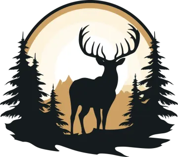 a deer standing in front of a full moon