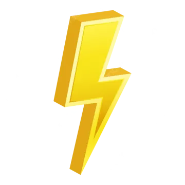 a yellow lightning symbol on a white background