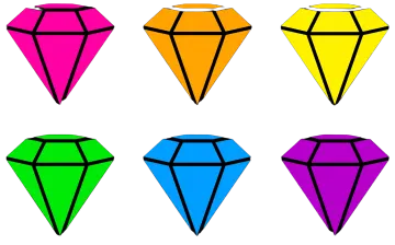 a set of six different colored diamonds