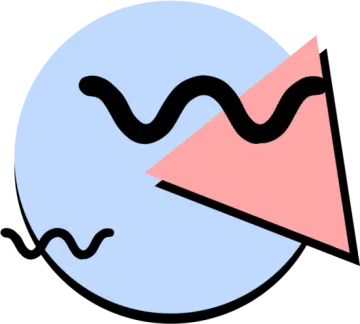 a blue circle with a pink triangle in the middle