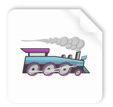 a blue train with smoke coming out of it