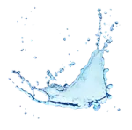 a blue water splash on a white background