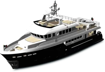 a black and white boat on a white background