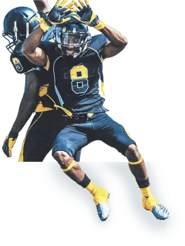 a man wearing a helmet and holding a football