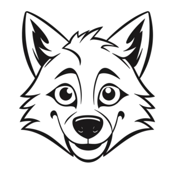 a black and white drawing of a wolf