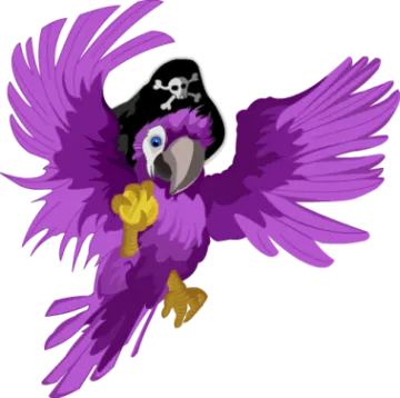 a purple parrot flying with its wings spread out