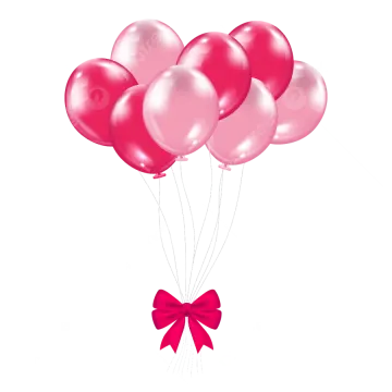 a bunch of pink balloons with a bow