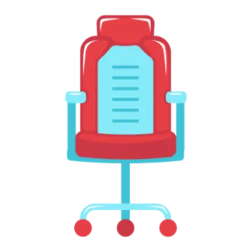 a red office chair on a white background