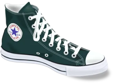 a pair of green converses on a white background
