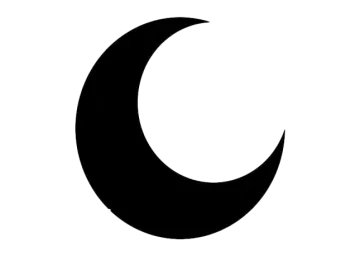 a black crescent on a white background