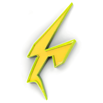 a yellow lightning symbol on a white background