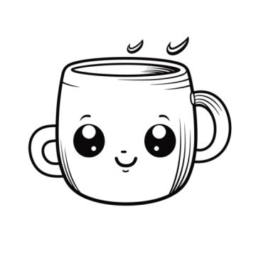 a coffee cup with a face drawn on it