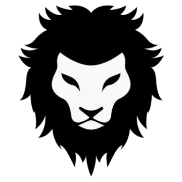 a black and white silhouette of a lion's head