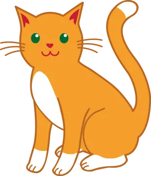 an orange cat with green eyes sitting down