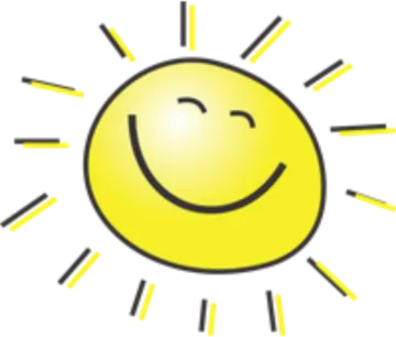 a smiling sun with rays in the background