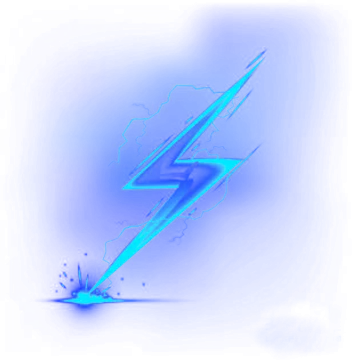a blue lightning bolt on a white background