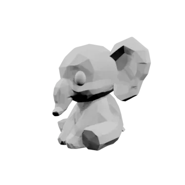 a 3d model of an elephant on a white background