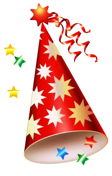 a red party hat with stars on it