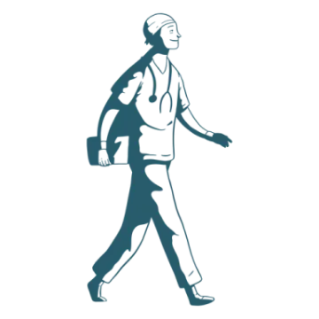 a person walking with a backpack
